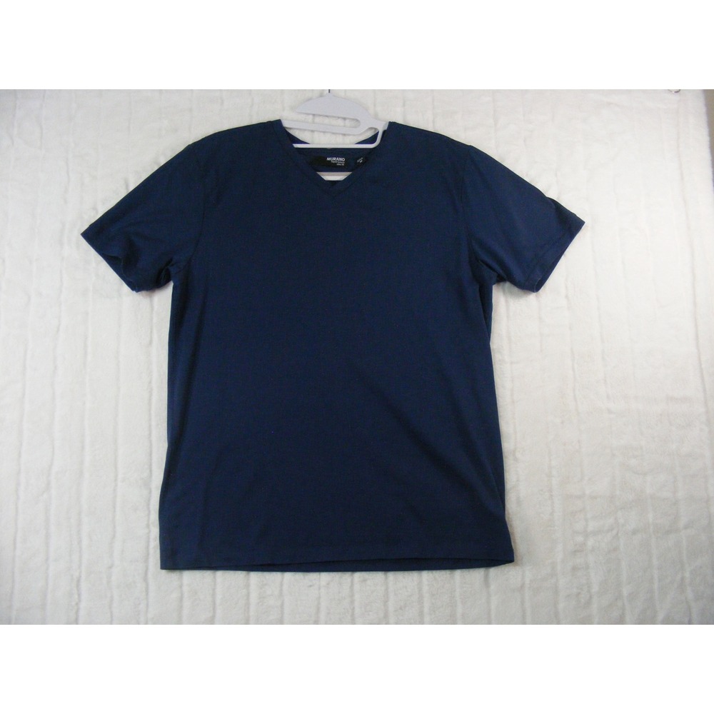 Murano T-Shirt Mens Medium Navy Blue Excellent Slim Fit Liquid Luxury V-Neck